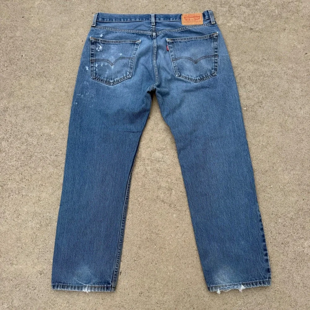 LEVI'S | Mens 505 Jeans 36W x 30L Blue Streetwear Y2K Distressed Denim - Picture 4 of 10